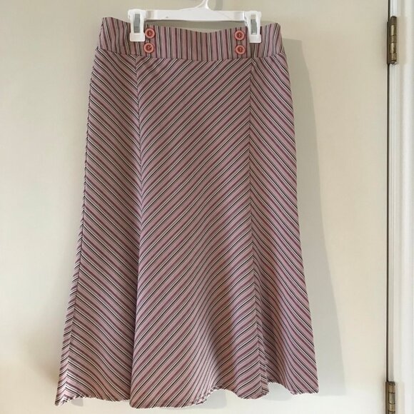 RETRO PINK STRIPPED SKIRT - Picture 1 of 6